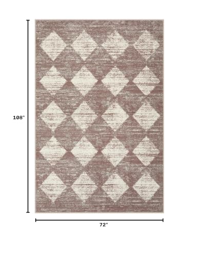 Lahome Checkered 6x9 Area Rug Beige Machine Washable Non Slip Living Room