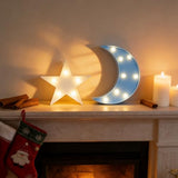QiaoFei Decorative Moon-Star Night Light,Cute LED Nursery Night Lamp Gift-Marquee Moon-Star Sign for Birthday Party,Baby Shower,Kids Room, Living Room Decor(Blue)