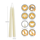 DEYBBY 8 inch Natural White Beeswax Taper Candles Set of 6, Smokeless and Dripless Pure Organic Beeswax Candles Bulk for Anniversary Wedding Dinner Home Decor Emergency Housewarming Gift, 6-7Hrs Burn