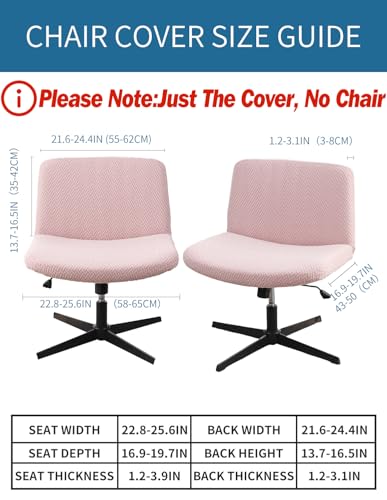 LavishCover Armless Chair Cover Office Desk Chair Cover, Waterproof and Elastic Criss Cross Chair Cover, Vanity Chair Covers,Mid Back Wide Seat Accent Chair Covers(Pink,T-Type,Just the Cover)
