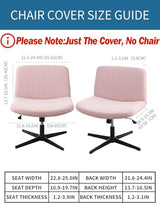 LavishCover Armless Chair Cover Office Desk Chair Cover, Waterproof and Elastic Criss Cross Chair Cover, Vanity Chair Covers,Mid Back Wide Seat Accent Chair Covers(Pink,T-Type,Just the Cover)