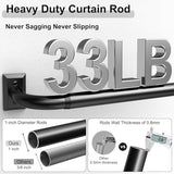 Black Curtain Rods, Heavy Duty Wrap Around Curtain Rod for Windows 28 to 48 Inch, 1‘’ Adjustable Decorative Blackout Drapery Pole, Modern Room Darkening Rod, Window Treatment Rods, Matte Black