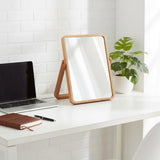 ZOROSY Desk Makeup Mirrors with Wood - Rectangle Wall-Mounted Mirrors Table Mirrors for Living Room Bedroom Birthday Gifts (10.5" L x 7.8" W)