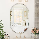 Suidia Bathroom Mirror, 24"x 36" Wall Mirror, Frameless Bathroom Mirror with Beveled Edge for Bedroom, Living Room, Entryway, Hallway, Oval Shape