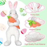 Hongsome Easter Bunny Tree Topper Decorations,Spring Plush Rabbit Hugged Carrot for Tree Basket Stuffers Holiday Home Party Supplies Decor White
