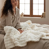 Bedsure 3D Fleece Bubble Blanket for Couch - GentleSoft Cute White Throw Blanket for Sofa Bed Room Decor - Luxury Soft Cozy Cloud Blanket Mothers Gifts for Women, Lightweight, Off White, 50"×60"
