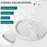 Silicone Bathroom Tray Coffee Table Decor Perfume Organizer, 10" Marble