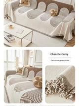 Bohemian Style Sofa Cover Chenille Anti-cat Scratching Four Seasons Universal Sofa Cover (Dark Brown, 70 * 51IN)
