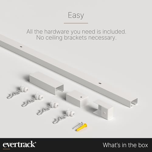 Curtain Track - Ceiling Mounted Curtain Rail for Curtains, Drapes, and Room Dividers - USA Made - Small+ (12 Feet), Pure White