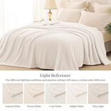 Whale Flotilla Extra Large Fuzzy Fleece Throw Blanket for Couch, 50x70 Inch Fluffy Warm Soft Jacquard Blankets for All Season, Lightweight and Cozy, Ivory
