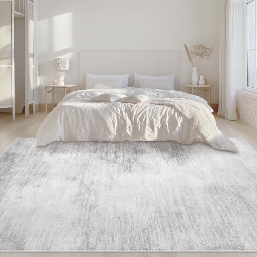 Area Rugs 5x7 Living Room: Washable Rug Modern Abstract Rugs Soft Non Slip Neutral Rug Stain Resistant Indoor Carpet for Bedroom Kitchen Dining Room Nursery Home Office Rugs(Grey,5'x7')