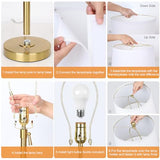 2 Pack 22"-30" Adjustable Height Table Lamps Set, Modern Gold Table Lamps with White Shade 3 Colour Temperature Pull Chain Tall Lamps for Living Room Bedroom Bedside End Table Nightstand