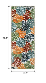 Wonnitar Tropical Washable Runner Rug 2x6, Non-Slip Colorful Leaf Runner Rugs for Kitchen, Low Pile Coastal Soft Bathroom Carpet Floor Throw Mat for Laundry Room Entrance Hallway