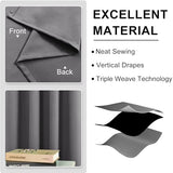 DWCN Blackout Curtains for Bedroom, Grey Curtains 63 Inch Length 2 Panels, Thermal Light Blocking Drapes for Living Room, Solid Grommet Window Treatments, W42 x L63 Inch