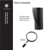 MODE Cambria Designer Series - Premium Easy Glide 18 Count Curtain Rings - Metal with Smooth, Quiet Nylon Inserts with Clips - 2 inch Diameter (1-5/8 inch Inside Diameter) - Brushed Gold
