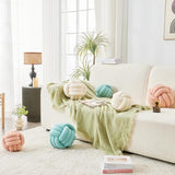 LUSJNGE Decorative Throw Knot Pillow Ball for Home Chair Sofa Couch Bed Aesthetic Round Decor Pillows Lambswool Knotted Pillow Cushion (Beige, 13 inches)