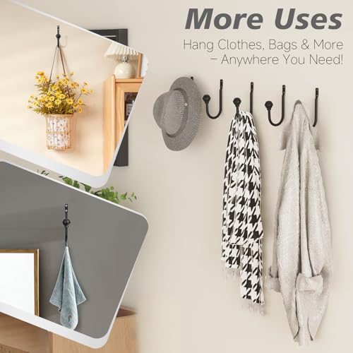 Hion Curtain Holdbacks Black 2pcs, Curtain Tiebacks Wall Mounted Curtain Hooks Holders for Drapes