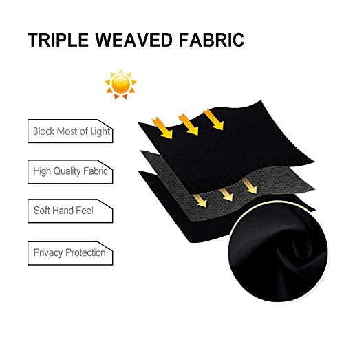 DWCN Black Blackout Curtains for Bedroom Sewn with Tiebacks - Thermal Insulated Light Blocking Grommet Window Curtains for Living Room, 42 x 63 inch Length, Set of 2 Drape Panels