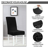 Obstal Black Stretch Spandex Dining Room Chair Covers ?Set of 4 Universal Removable Washable Chair Seat Slipcovers Protector for Kitchen, Ceremony, Wedding, Banquet, Hotel and Party