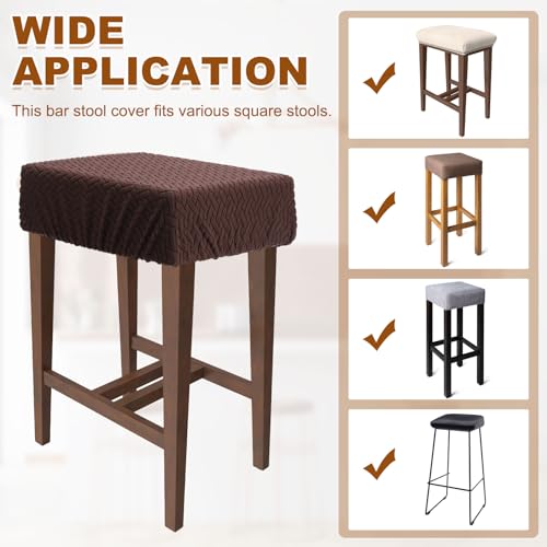 uxcell 1 Pcs Seat Covers for Dining Chairs, Bar Stool Covers Stretch Chair Seat Protector Waterproof Saddle Stools Slipcover with Elastic Band for Kitchen Bar, Diagonal Weave Sand
