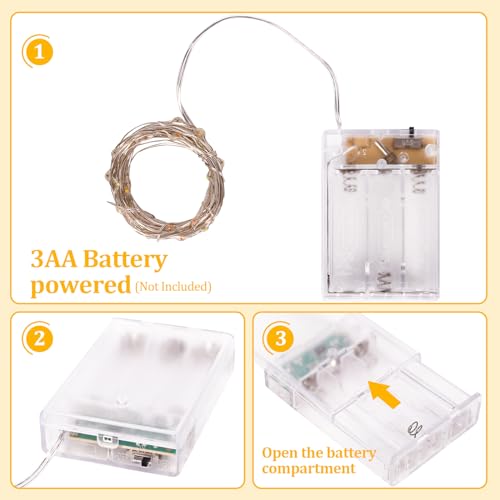 Timer Led Fairy Lights,1 Pack Mini Battery Powered Silver Wire Starry Tiny String Light,Battery Operated Micro Lights for Bedroom,Christmas,Parties,Wedding,Centerpiece,Decoration (5m/16ft Warm White)