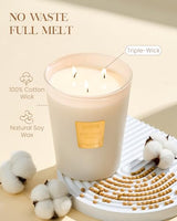 M&SENSE Sunset Mandarin Soy Candle, 35oz 3-Wick, Summer Refresh Scent