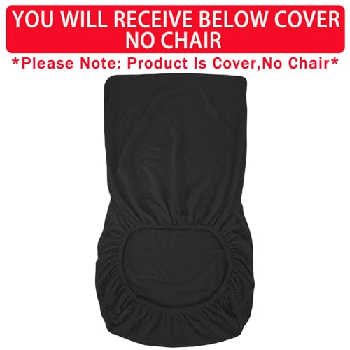 Vanity Chair Cover Criss Cross Chair Cover Waterproof and Elastic Armless Chair Slipcover Armless Chair Covers Office Chair Covers (Black,Just The Cover,No Chair)