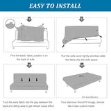 Armless Futon Covers Stretch Futon Couch Slipcover Soft Thicked Jacquard Sofa Bed Cover Furniture Protector for Living Room(Off-White,S)