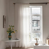 Deeprove White Boho Curtains 84 Inches Long for Bedroom Living Room, Cream Chic Linen Cotton Embroidered Semi Blackout Bohemian Farmhouse Window Treatment Drape Vintage Tassels, 1 Panel W52 x L84