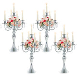 20.3'' Tall 5 Arm Silver Metal Candelabra Centerpiece for Table, Retro Table Centerpieces for Party, Events, Home, Wedding Decor (4)
