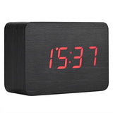 Kadimendium Gentle LED Lights Powered by 3 AAA Batteries Wooden Clock Alarm Clock Alarm Temperature Display Digital Alarm for Famliy (Black Wood + red Light)