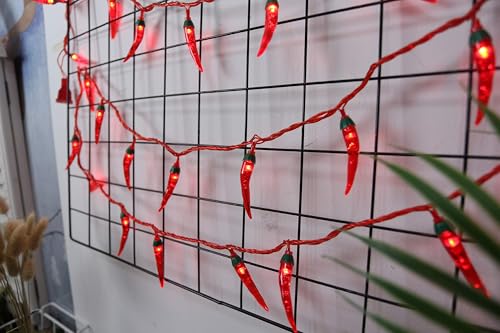 OKBA 2pack red Chili Pepper String Lights,40 LED Pepper String lamp Indoor Kitchen Decor Outdoor Mexican Decorations Light, Battery Powered for Chinese New Year,Holiday Party,Christmas Home Decor