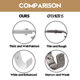 AddGrace Adjustable Curtain Rod Bracket Fits up to 1 inch Curtain Rod Sturdy Premium Brackets for Wall Set of 2 White