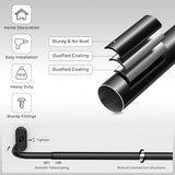 Wrap Around Curtain Rods Black, Blackout Heavy Duty Curtain Pole for Windows 48 to 84 Inch, 1" Decorative Room Darkening Curved Modern Drapery Rod (Matte Black/Unique Design/All Metal)