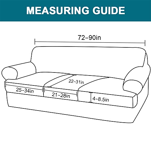 Turquoize 4 Pieces Sofa Covers for 2 Individual T Cushion Couch Sofa Slipcover Bundle 3 Pieces Loveseat Slipcover, Island Fossi