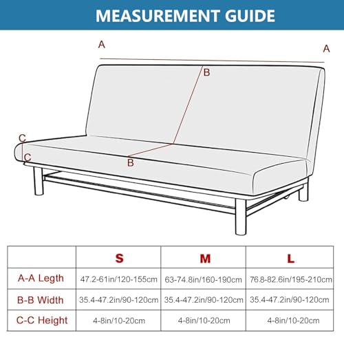 Armless Futon Cover Stretch Sofa Bed Slipcover Futon Slipcovers No Arms Futon Couch Cover with Folding Arms for Living Room Bedroom (Dark Gray,Medium)