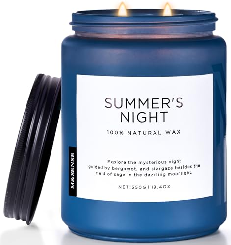 M&SENSE Summer's Night Scented Candles for Home, 19.4oz Large Soy Wax