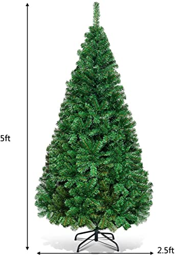 FANTASK Artificial Christmas Tree with Metal Stand, Holiday Christmas Pine Tree for Home, Office, Party Decoration (5 feet)