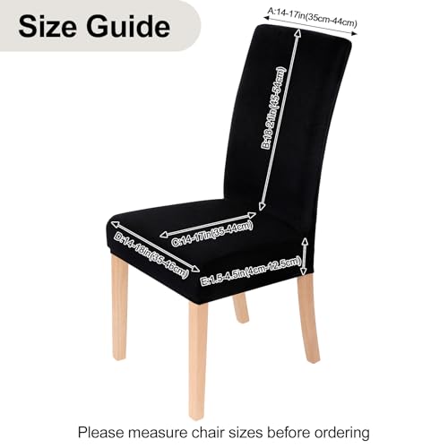 Smiry Velvet Stretch Chair Covers for Dining Room Set of 4, Soft Fit Removable Washable Kitchen Parsons Chair Slipcover Protector, Black