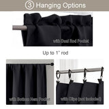 Gwine 24 Inch Long Tier Curtains for Small Window, Short Blackout Kitchen Curtains Over Sink, Half Window Drapes for Bedroom Bathroom Basement, 2 PCS, Each 30" Wx24 L, Black