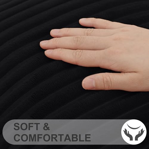 Simmore Fall Soft Black Flannel Throw Pillow Covers 16X16 Set of 2