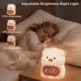 Pig Digital Alarm Clock with Night Light for Kids, Sleep Training Clock with RGB Lights, OK to Wake Clock, Rechargeable Cute Animal Silicone Lamp for Toddler Boys Girls Teens Birthday Room Decor (Pig)
