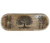 VANIYA CRAFTS® Wooden Handmade Tree of Life Design Boat Shape Incense Holder Stand Insence Tray for Home Decor Restaurant (11X4, Natural Black)