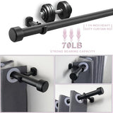 Heavy Duty Curtain Rods,1 1/4" Large Diameter Premium Nonadjustable Curtain Rod,84in/7ft Custom Window Treatment Rods with Durable Aluminum Brackets and End Caps,Black Finish
