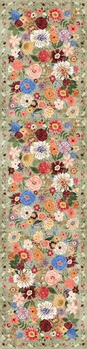 Green Floral Hallway Runner Rug 3x7 for Bedroom Kitchen
