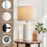 Seealle 23" Modern Ceramic Table Lamps Set of 2 - Table Lamps for Living Room, Farmhouse Bedside Night Stands Lamp for Bedroom, White Nightstand Lamps Set of 2, Desk Lamp for End Table Home Decor
