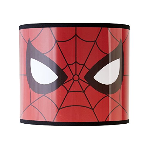 Idea Nuova Spiderman Stick Table Kids Lamp with Pull Chain, Themed Printed Decorative Shade, red and Black