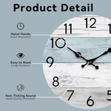 KECYET Wall Clock Silent Non-Ticking Wooden Clocks Battery Operated 12 Inch Small Country Retro Rustic and Beach Style Decorative for Living Room, Kitchen, Home,Bathroom, Bedroom (Blue)