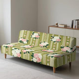 Rose 68 Inch Couch Covers for Armless Sofa Simple Stripe Slipcover for Furniture Protection Stretchable Futon Couch Cover for Indoor