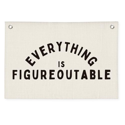 Everything is Figureoutable Inspirational Wall Decor, Office Motivational Wall Decor, Classroom Linen Canvas Banner Hanging Flag, 20x30 Inch